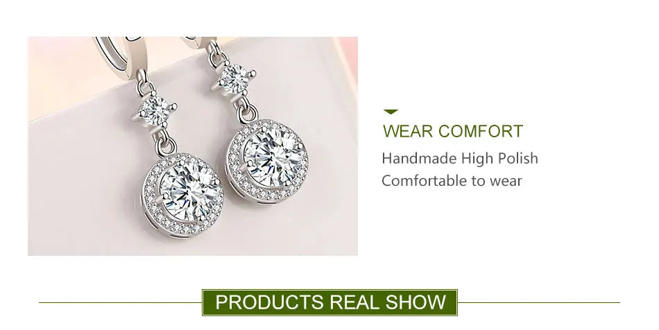 ZDADAN 925 Sterling Silver Geometric Blue Water Drop Earrings For Women Fashion Jewelry Wedding Gift