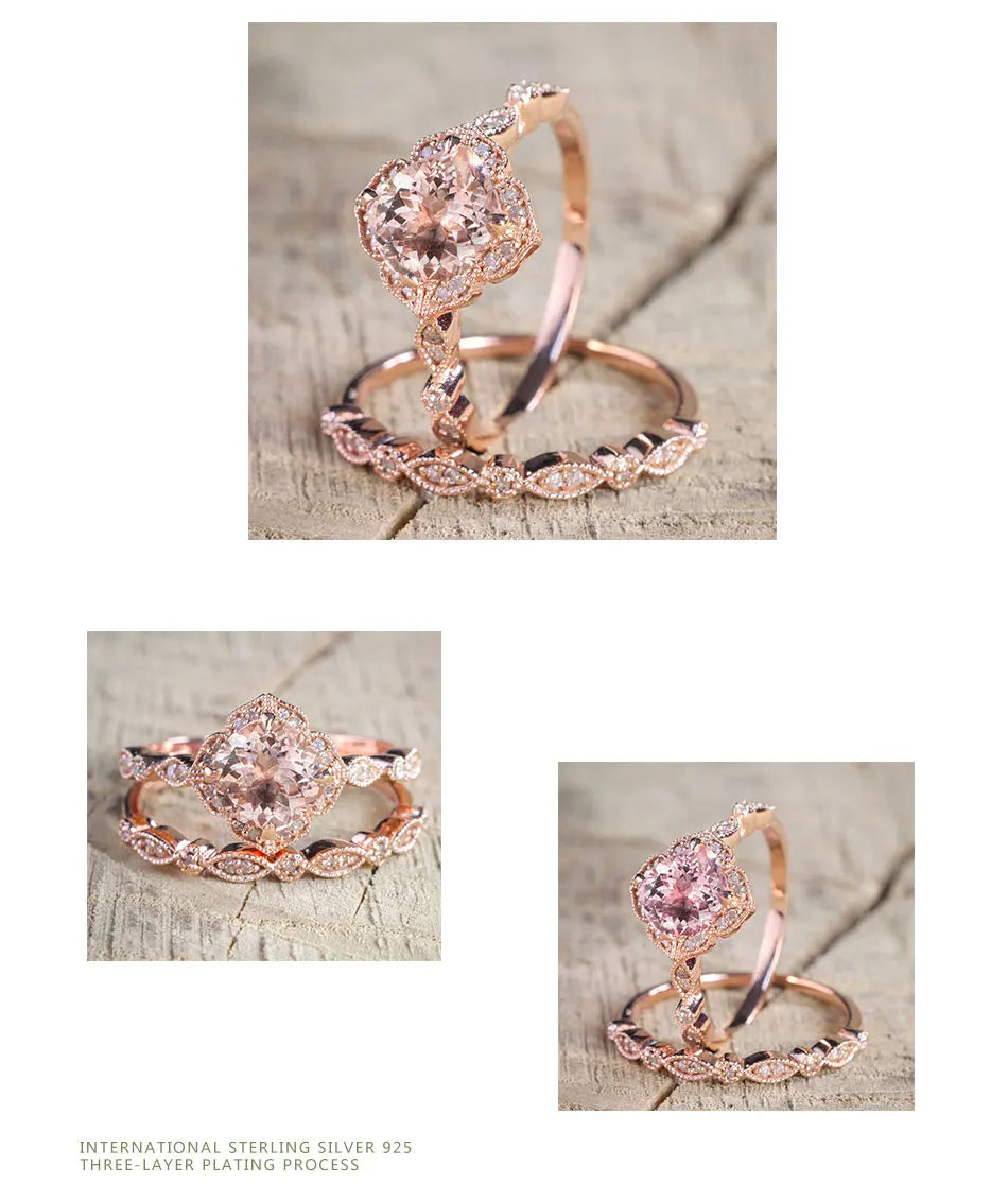 ZDADAN 925 Sterling Silver 18K Rose Gold CZ Rings For Women Wedding Jewelry Party Gift