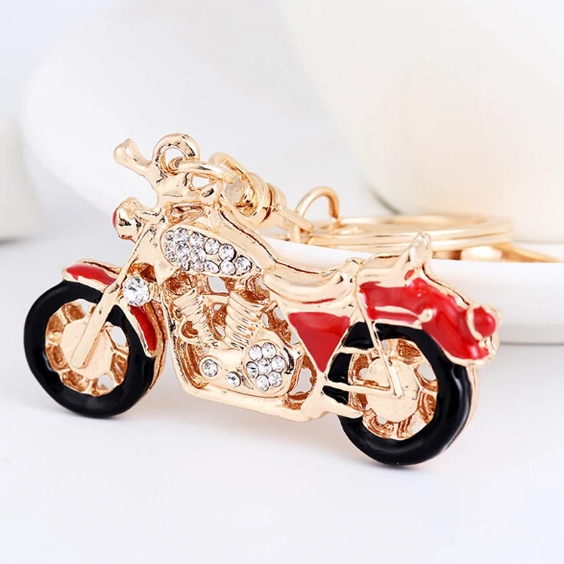 New Fashion Car Motorcycle Rhinestone Crystal Keychain Metal Alloy Key Chains Holder Handbag Car Keyrings Keychains For Women Me