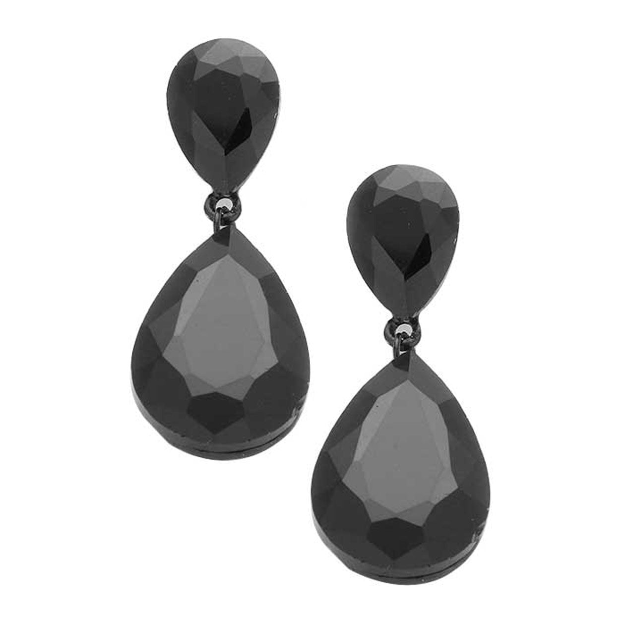 Women's Glass Crystal Teardrop Evening Dangle Earrings