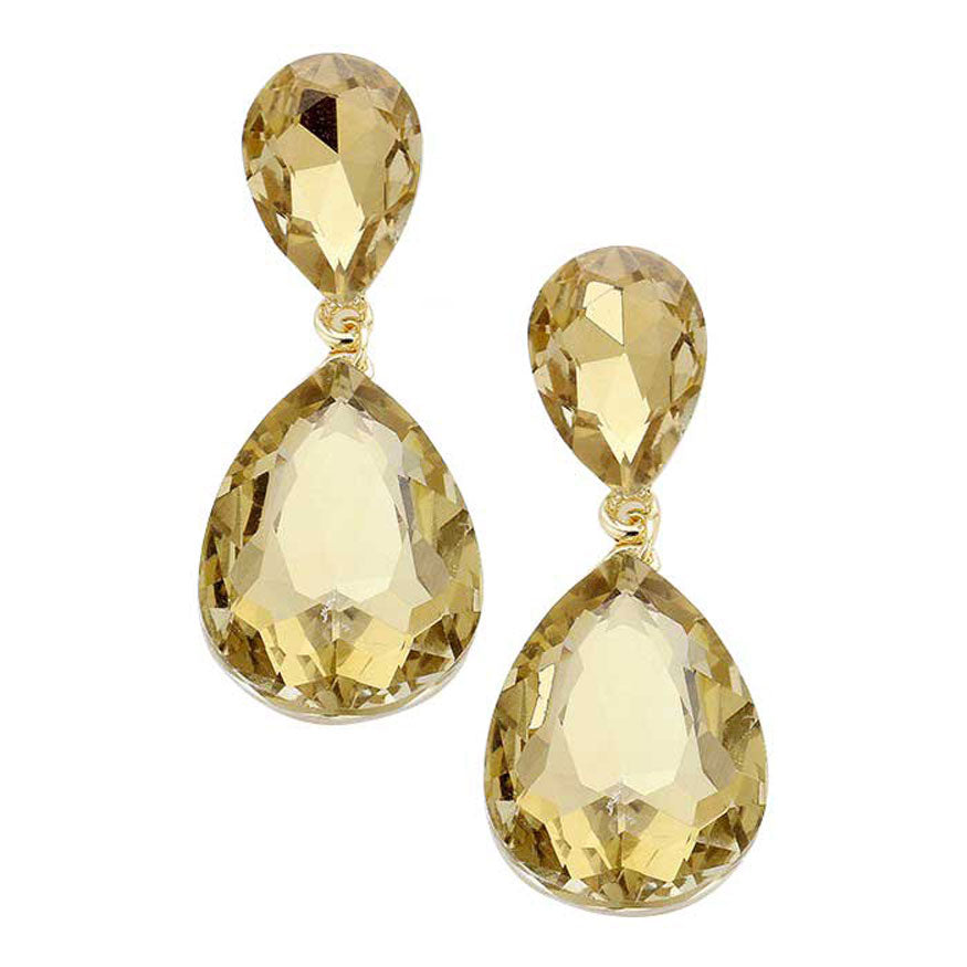 Women's Glass Crystal Teardrop Evening Dangle Earrings