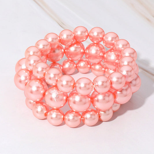 3PCS - Pearl Beaded Stretch Multi Layered Bracelets