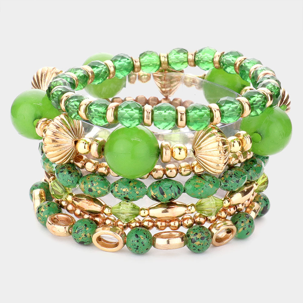 7PCS - Paint Splash Beaded Stretch Bracelets