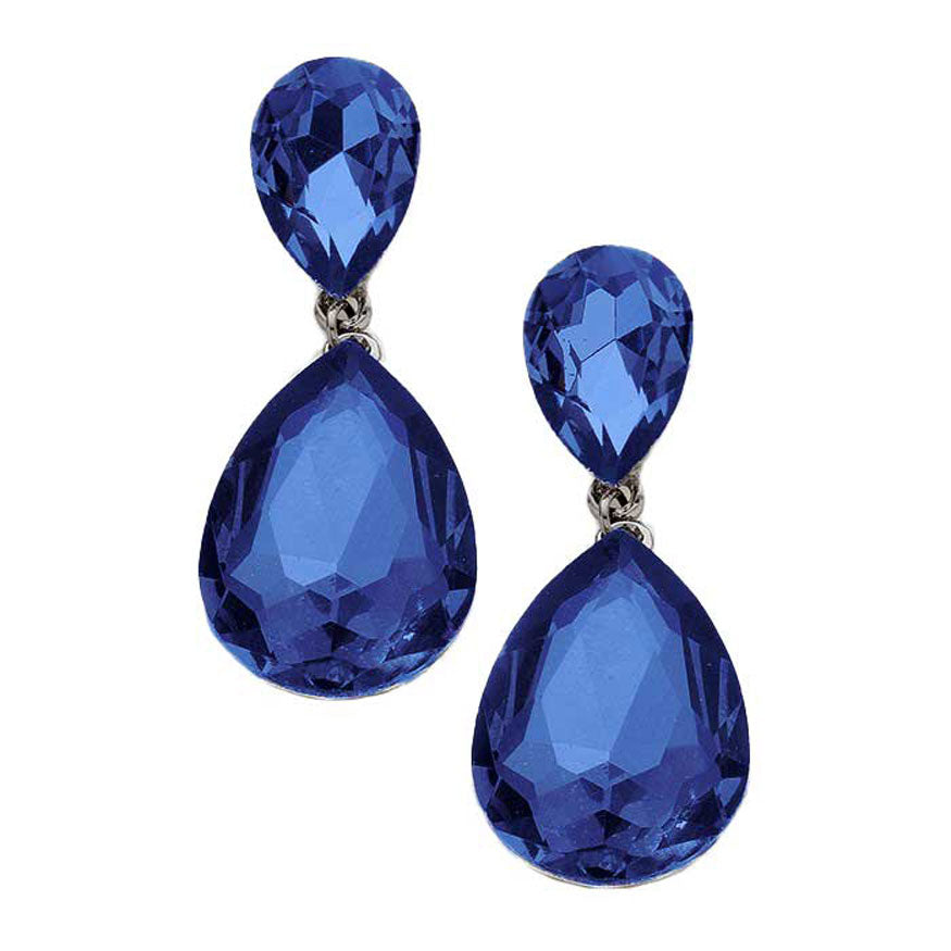 Women's Glass Crystal Teardrop Evening Dangle Earrings