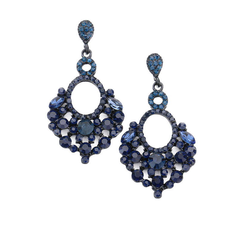 Marquise Crystal Chandelier Statement Evening Earrings