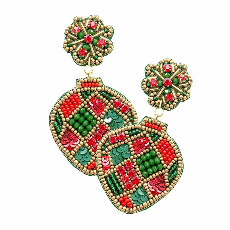 Felt Back Beaded Dangle Earrings