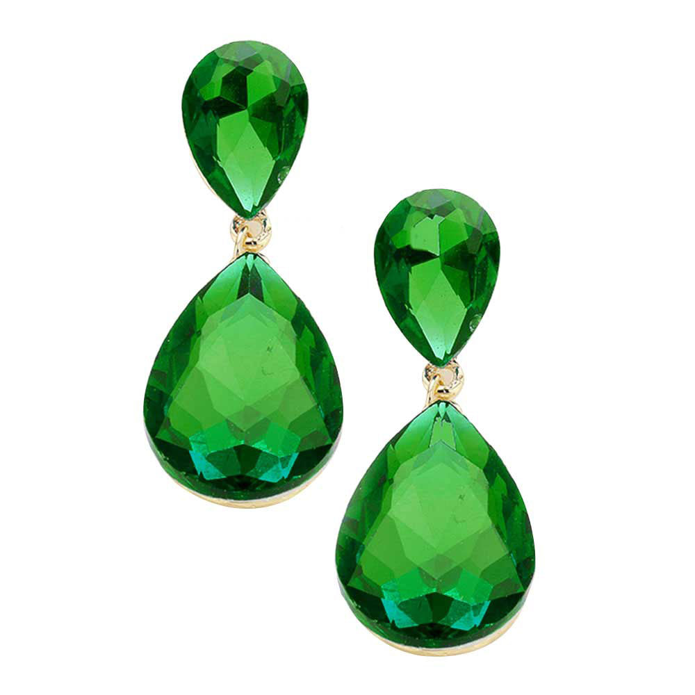 Women's Glass Crystal Teardrop Evening Dangle Earrings
