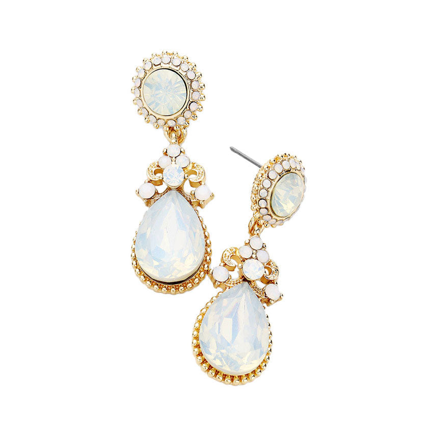 Glass Crystal Teardrop Dangle Evening Earrings