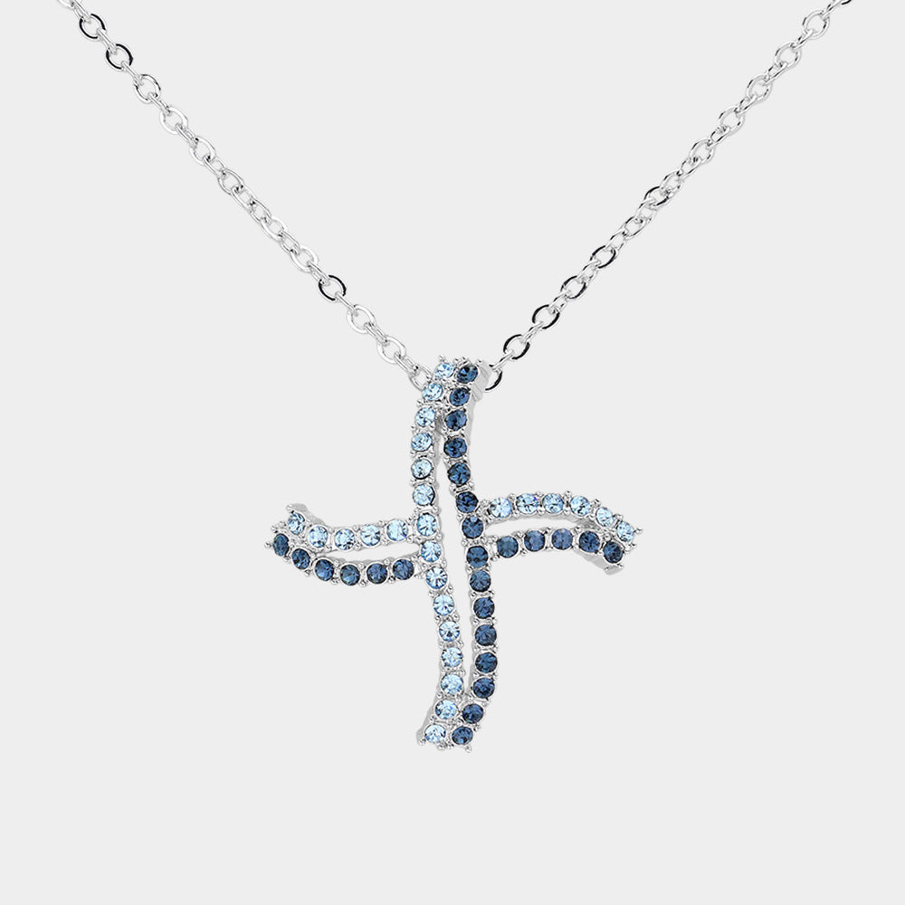 Stone Paved Abstract Wheel Pendant Necklace