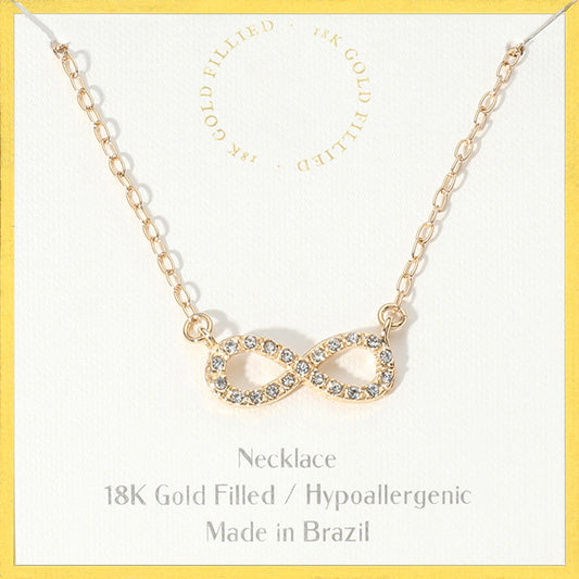 18K Gold Filled Hypoallergenic Stone Paved Infinity Pendant Necklace