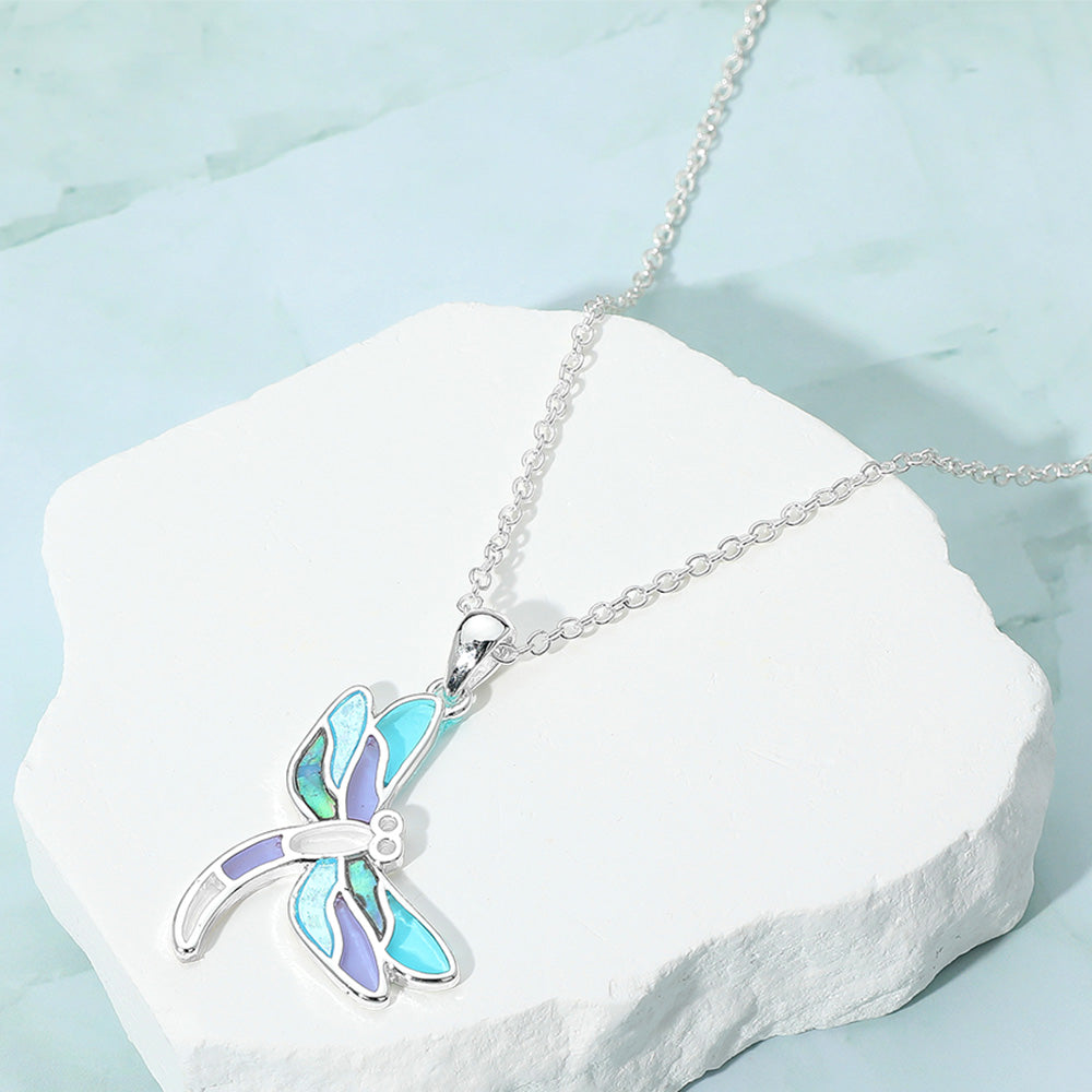 Sea Glass Dragonfly Pendant Necklace