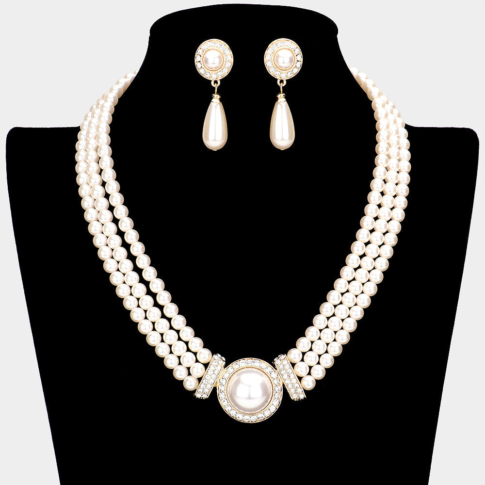 3 Row Pearl Necklace