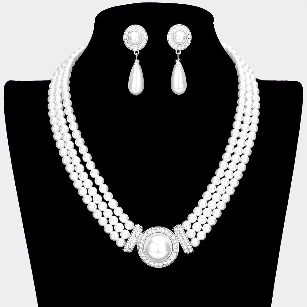 3 Row Pearl Necklace