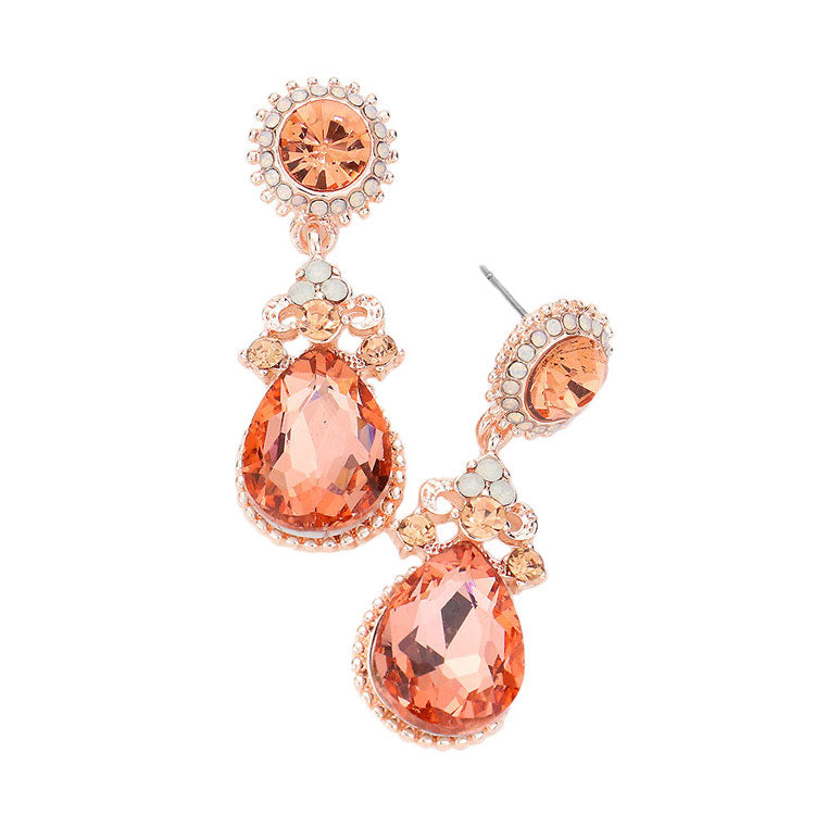 Glass Crystal Teardrop Dangle Evening Earrings