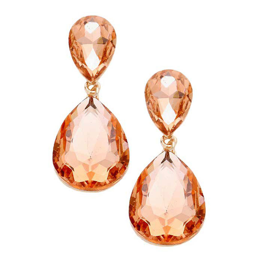 Women's Glass Crystal Teardrop Evening Dangle Earrings