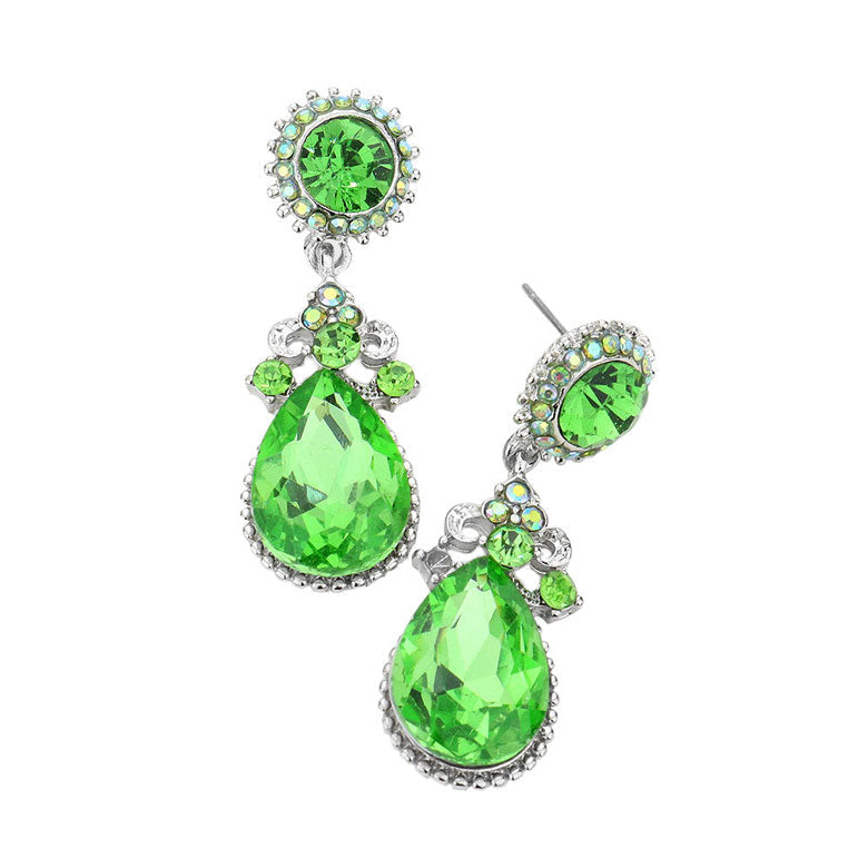 Glass Crystal Teardrop Dangle Evening Earrings