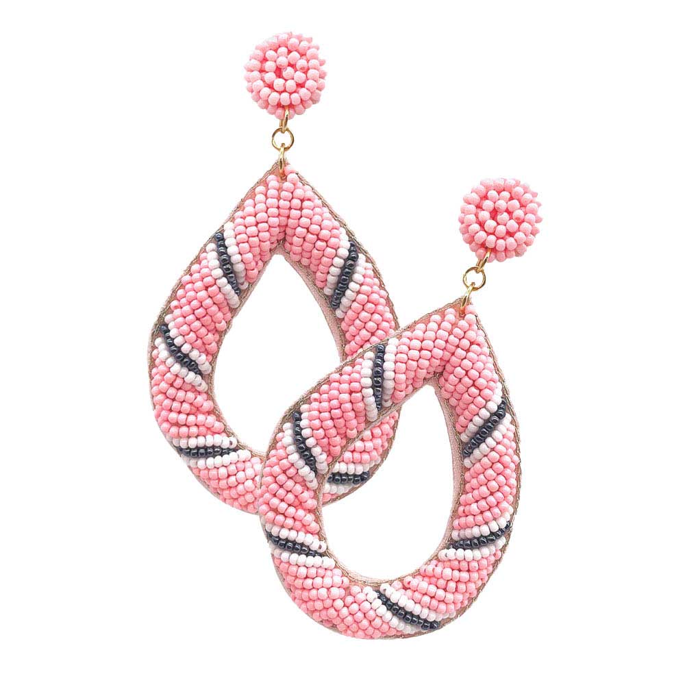 Felt Back Beaded Open Teardrop Dangle Earrings