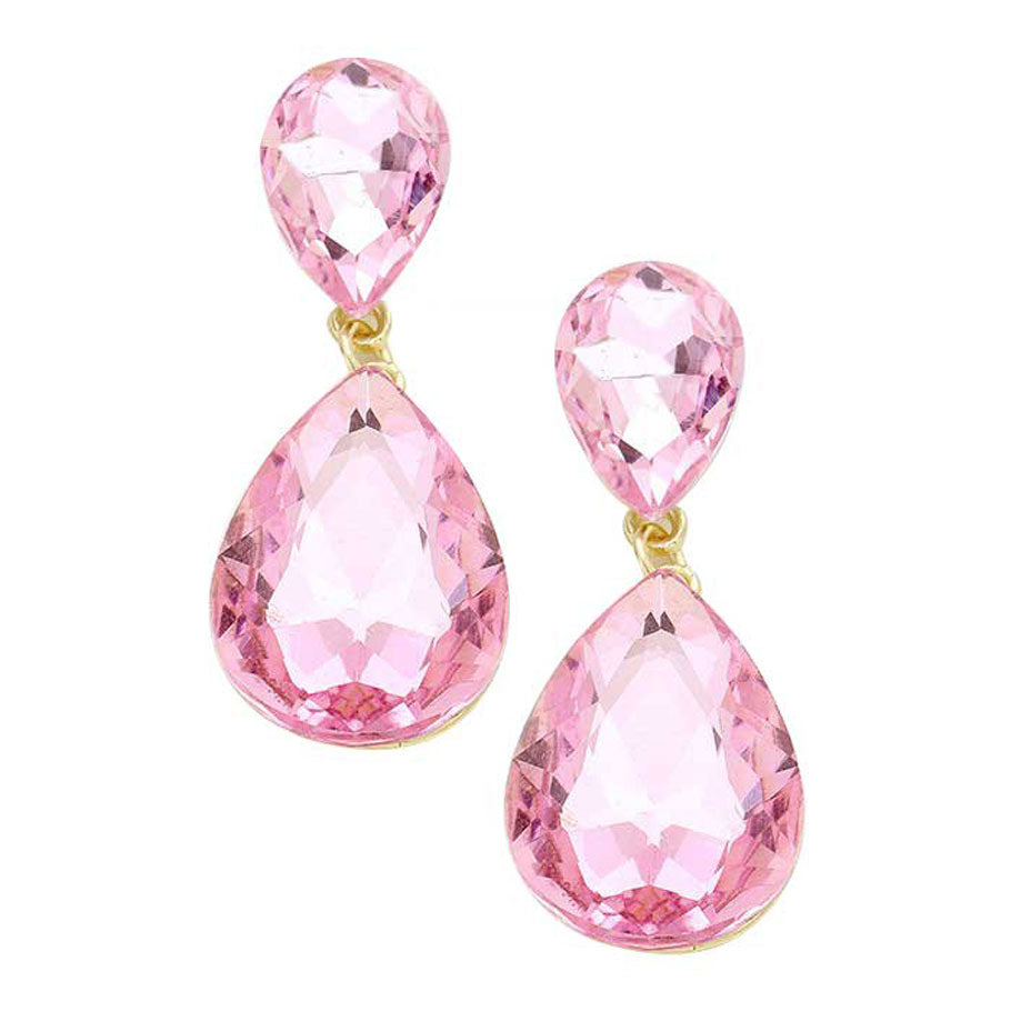 Women's Glass Crystal Teardrop Evening Dangle Earrings