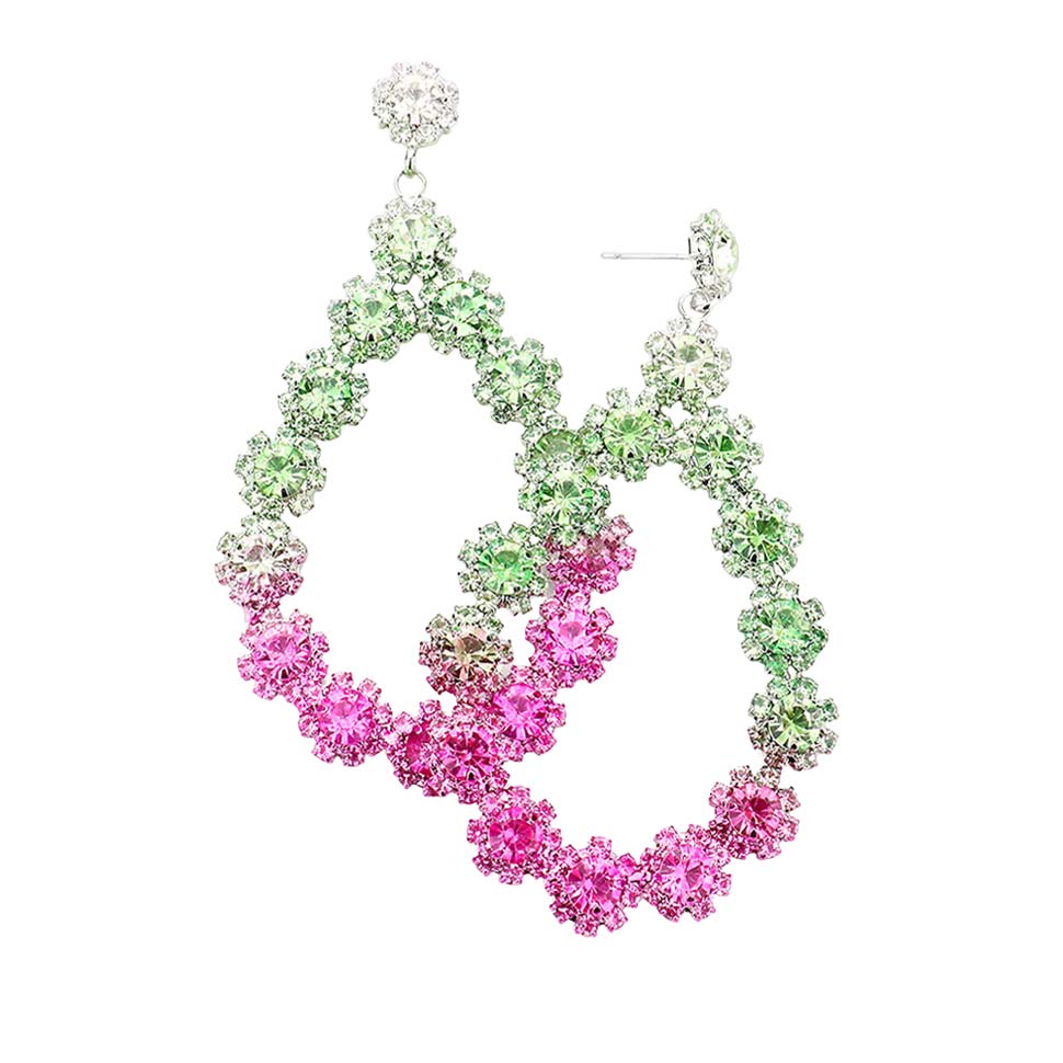 Floral Open Teardrop Ombre Evening Earrings