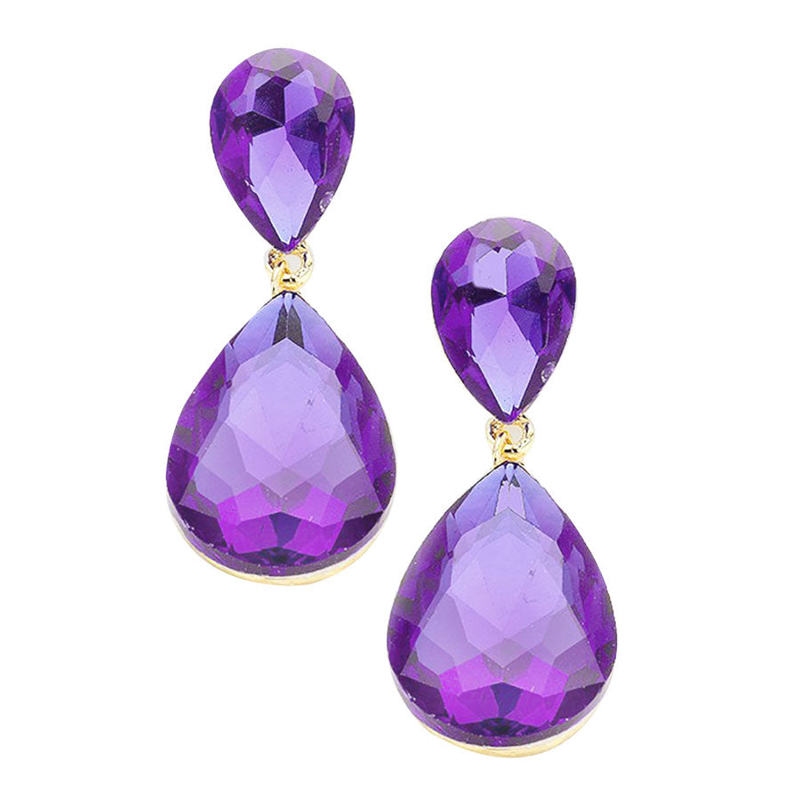 Women's Glass Crystal Teardrop Evening Dangle Earrings