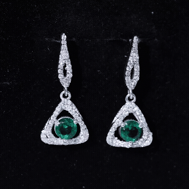 1.6 Carat Lab Grown Emerald Drop Earrings with Moissanite - Sugar & Spice