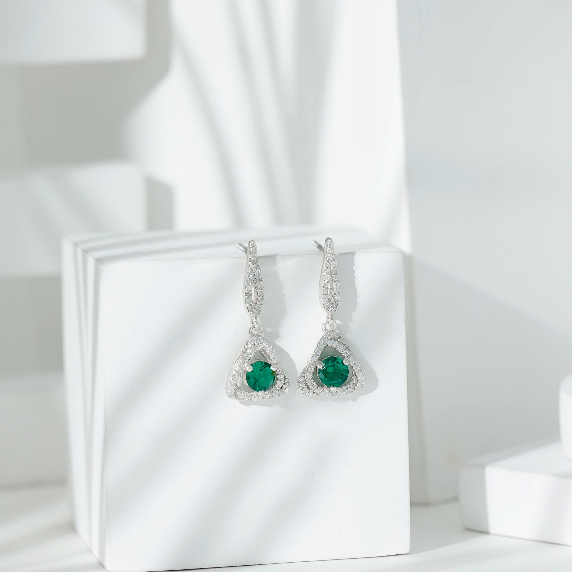 1.6 Carat Lab Grown Emerald Drop Earrings with Moissanite - Sugar & Spice