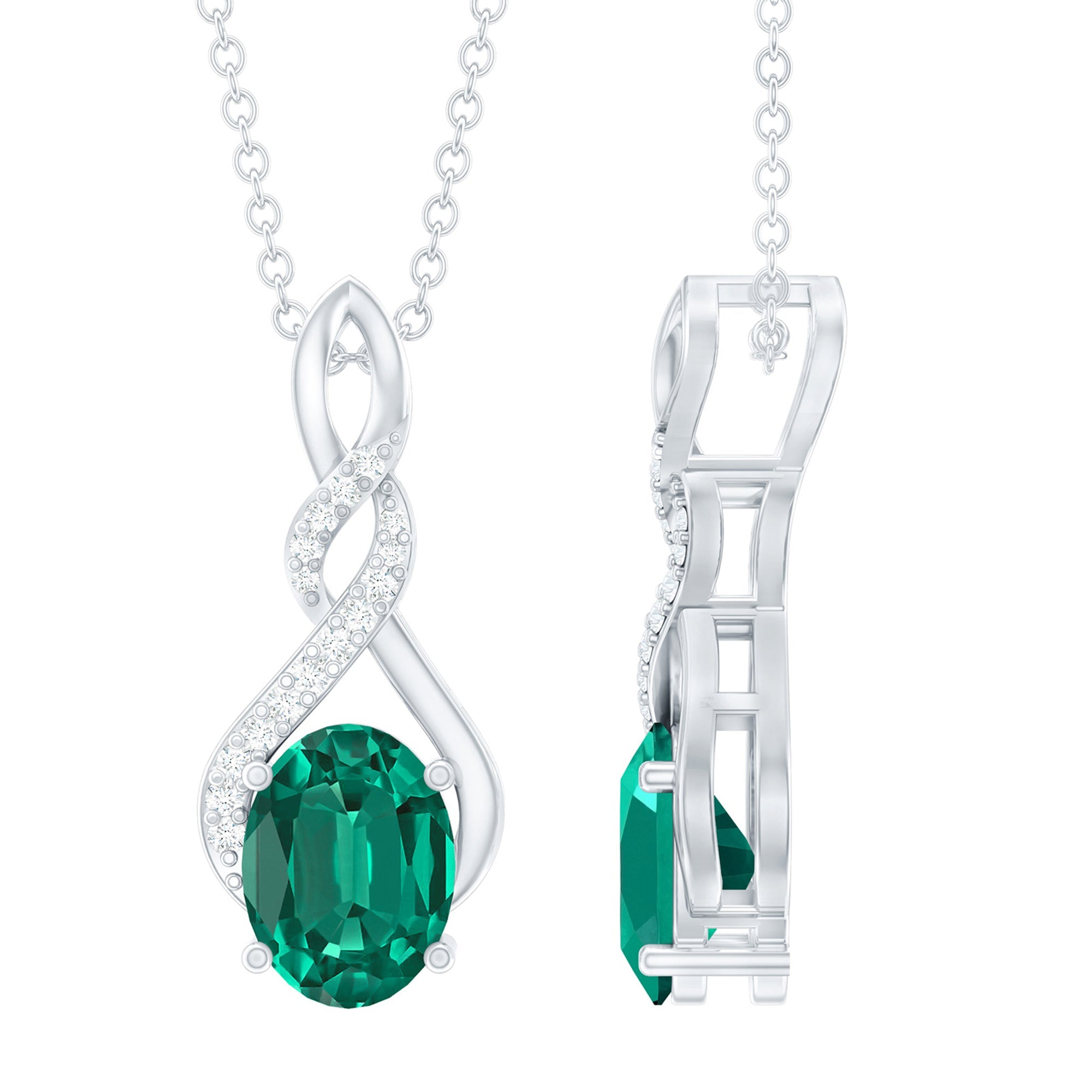 1.25 Carat Lab Grown Emerald Infinity Necklace with Silver Chain - Sugar & Spice