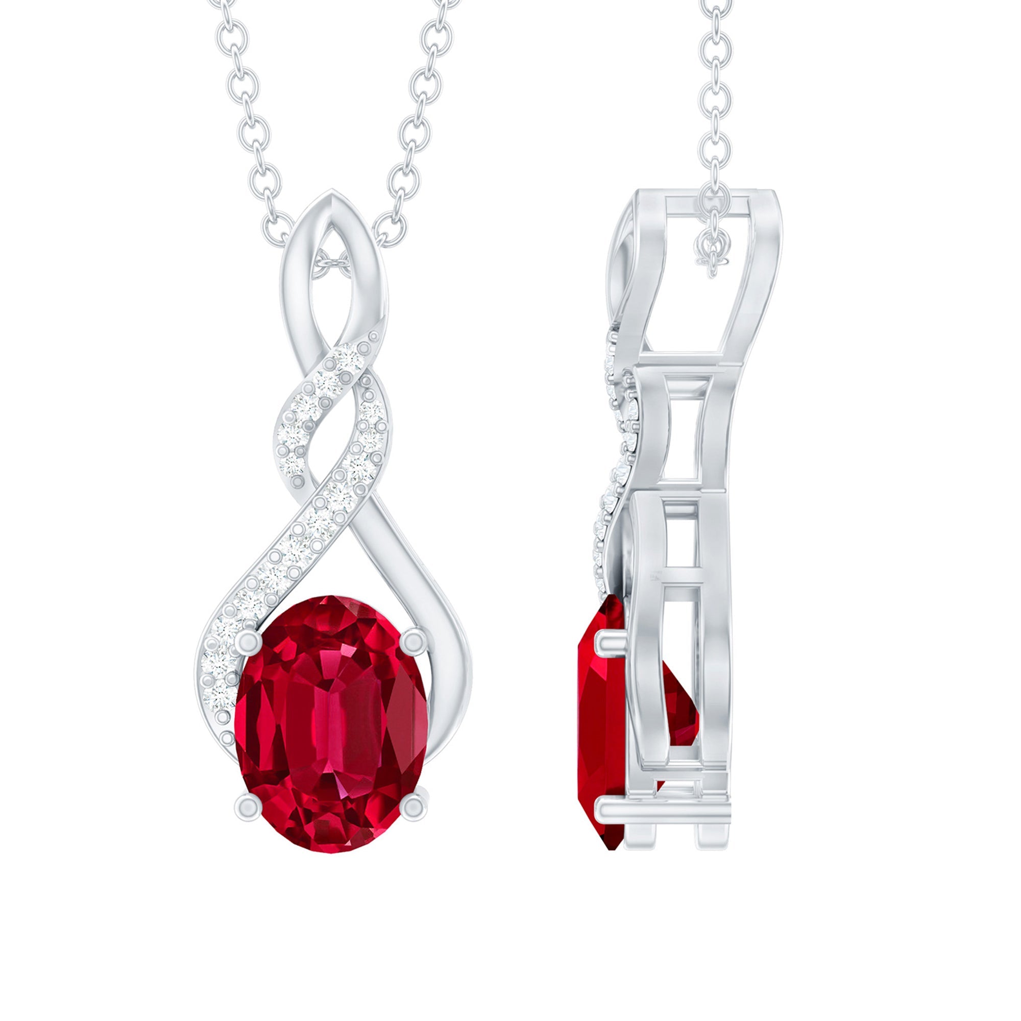 1.5 Carat Lab Grown Ruby Infinity Necklace With Silver Chain - Sugar & Spice