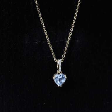1 Carat Sky Blue Topaz Heart Pendant Necklace with Diamond - Sugar & Spice