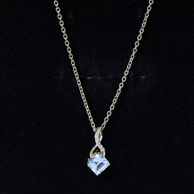 0.5 CT Cushion Cut Sky Blue Topaz Infinity Necklace with Silver Chain