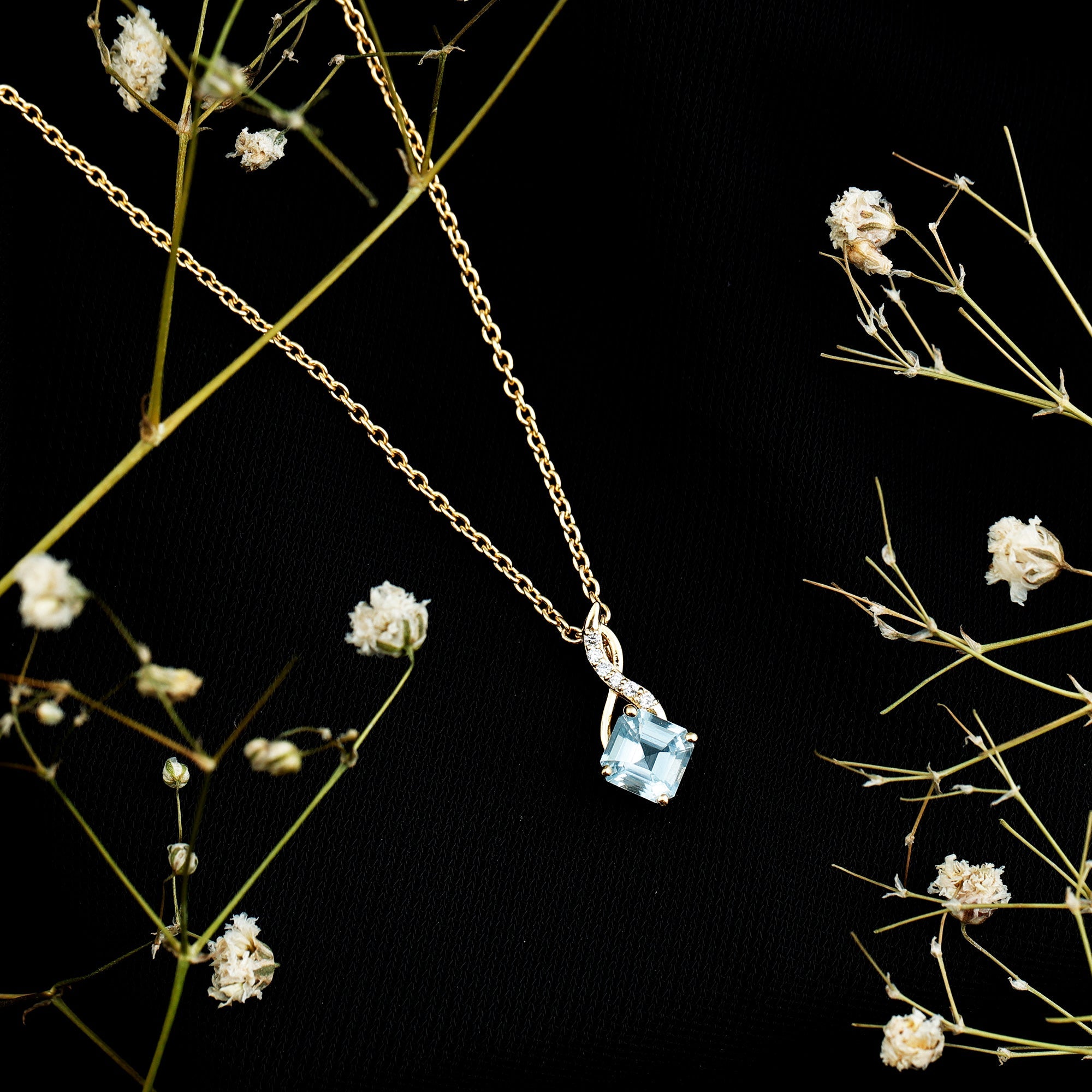 0.5 CT Cushion Cut Sky Blue Topaz Infinity Necklace with Silver Chain