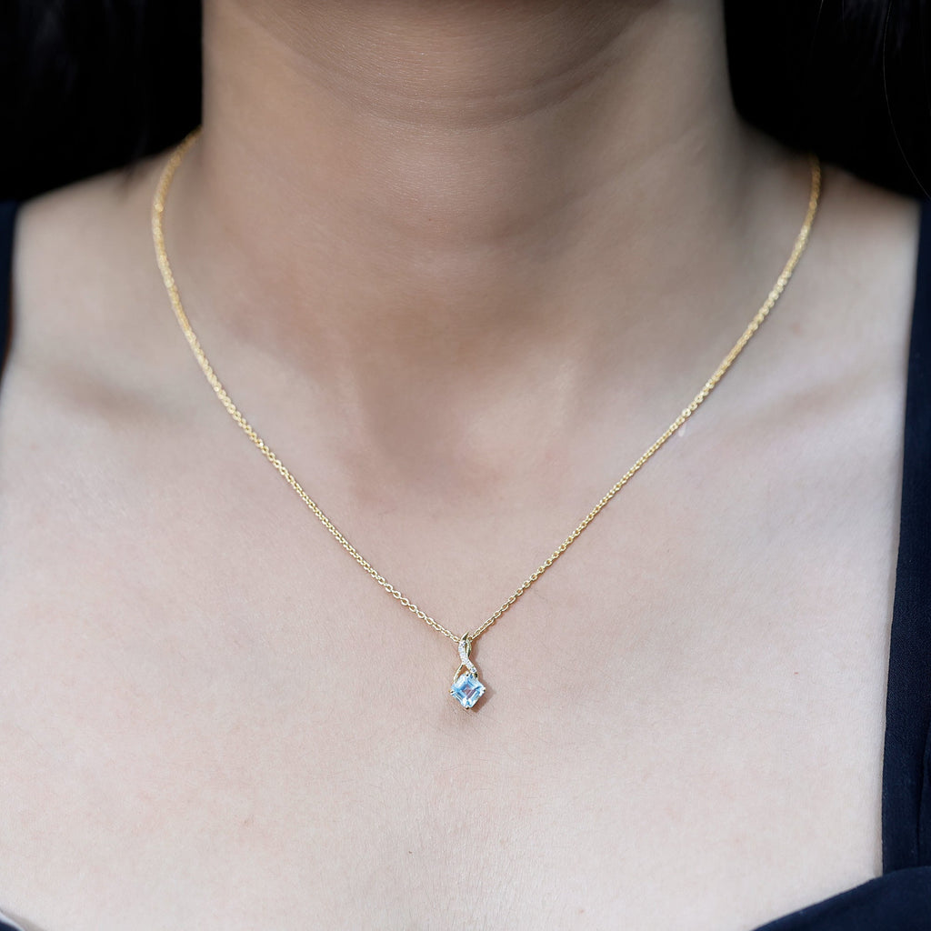 0.5 CT Cushion Cut Sky Blue Topaz Infinity Necklace with Silver Chain