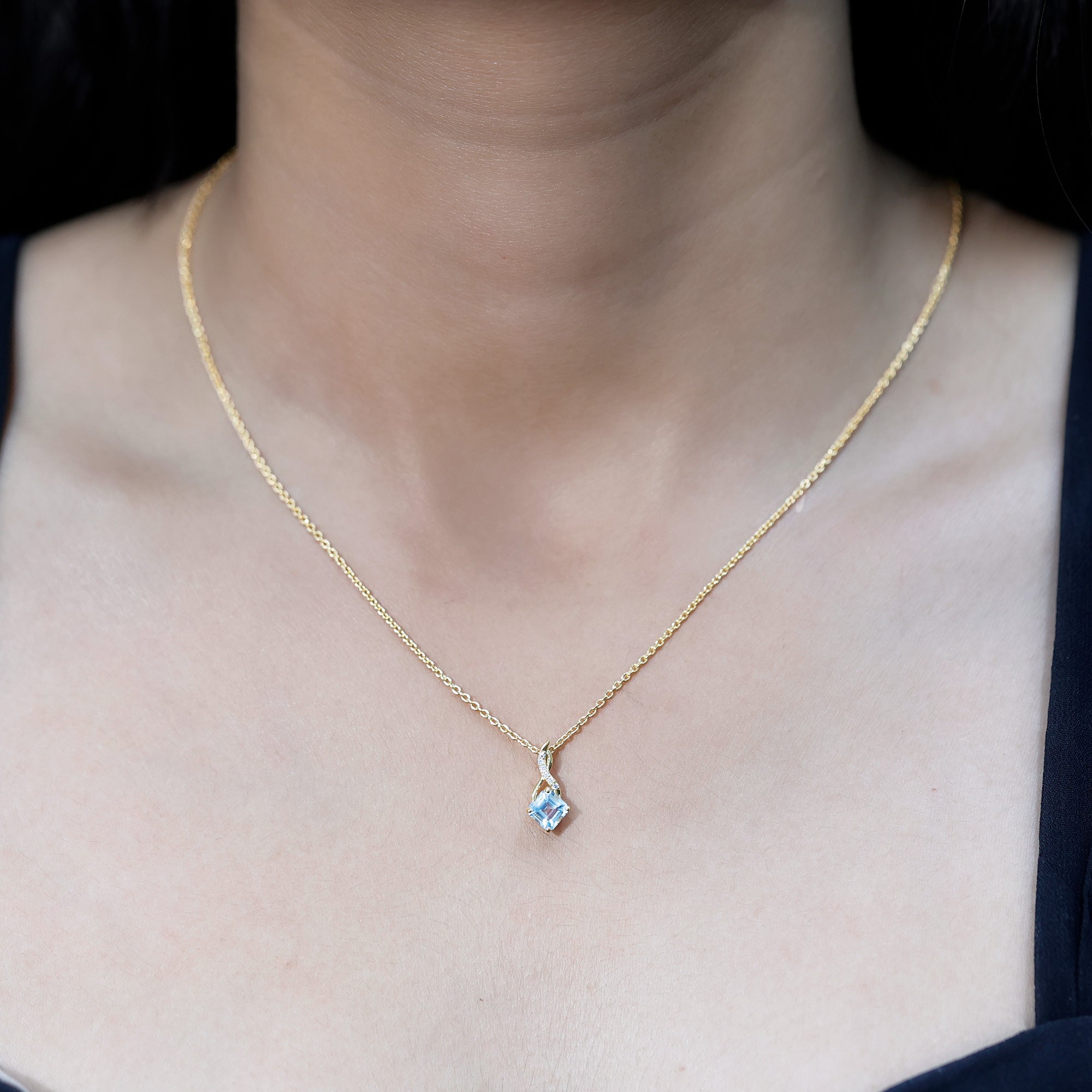0.5 CT Cushion Cut Sky Blue Topaz Infinity Necklace with Silver Chain