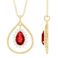 1.3 Carat Lab Grown Ruby Teardrop Necklace with Lab Diamond - Sugar & Spice
