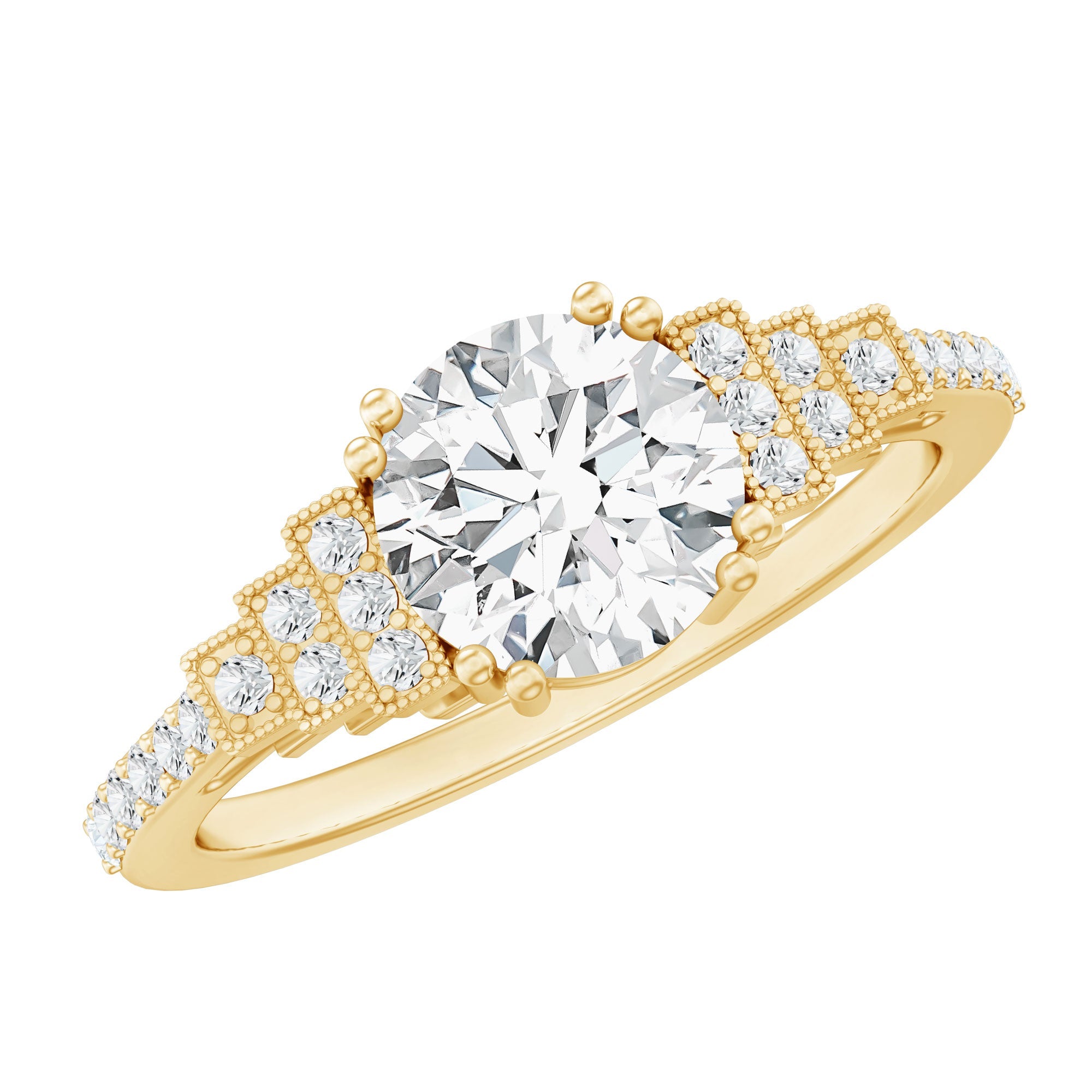 8 MM Lab Grown Diamond Retro Engagement Ring - Sugar & Spice