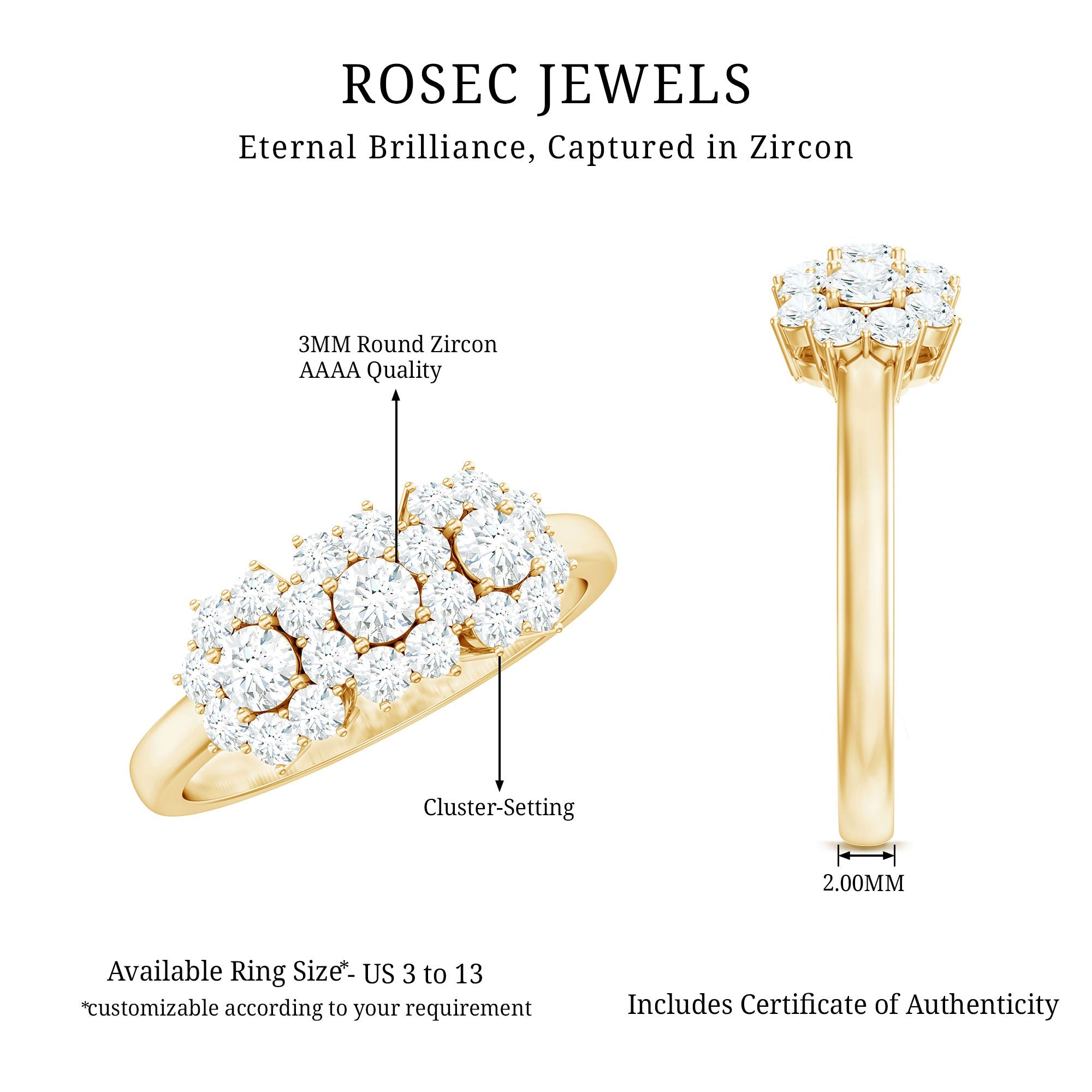 1 CT Zircon Floral Cluster Engagement Ring