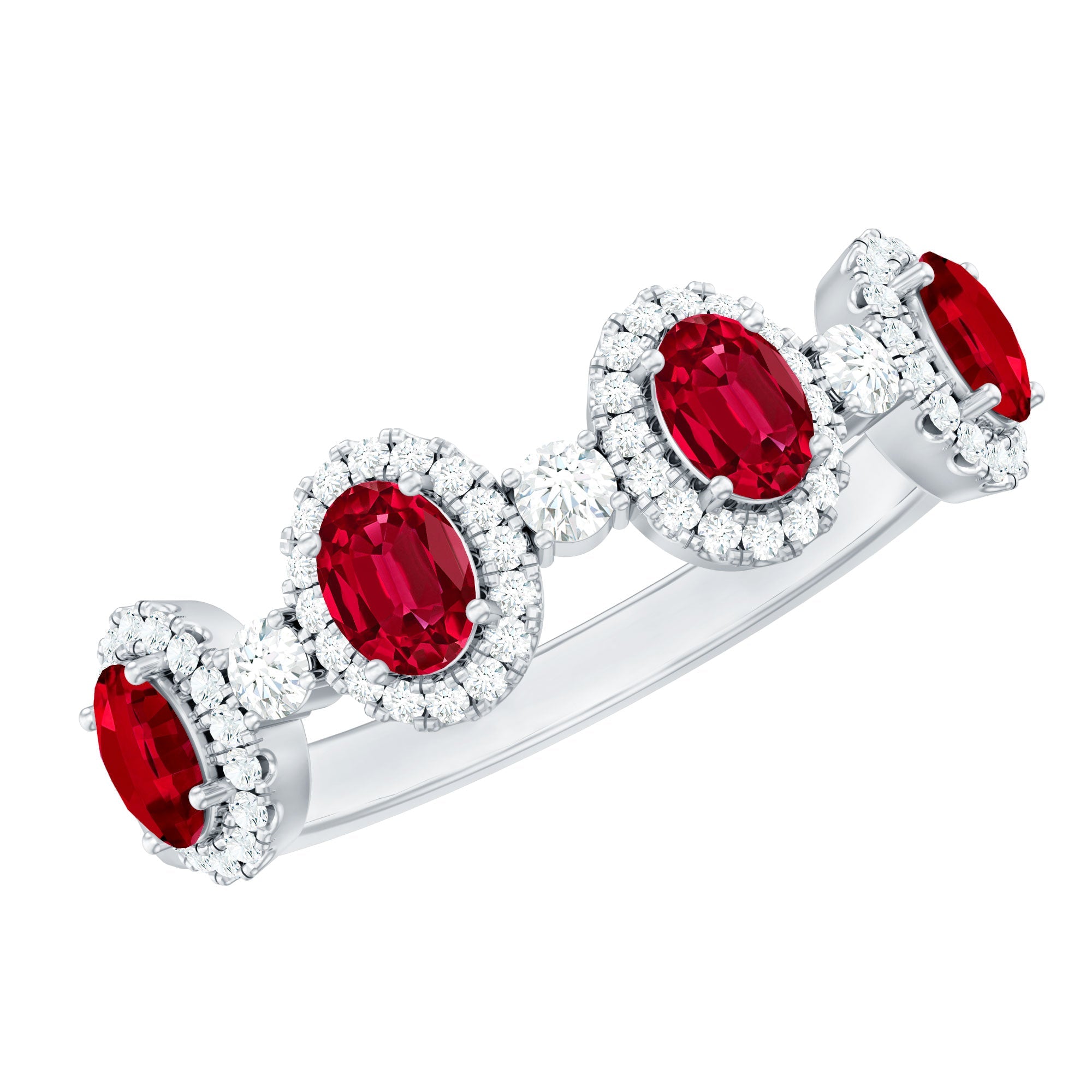 1.5 CT Lab Created Ruby and Diamond Wedding Band