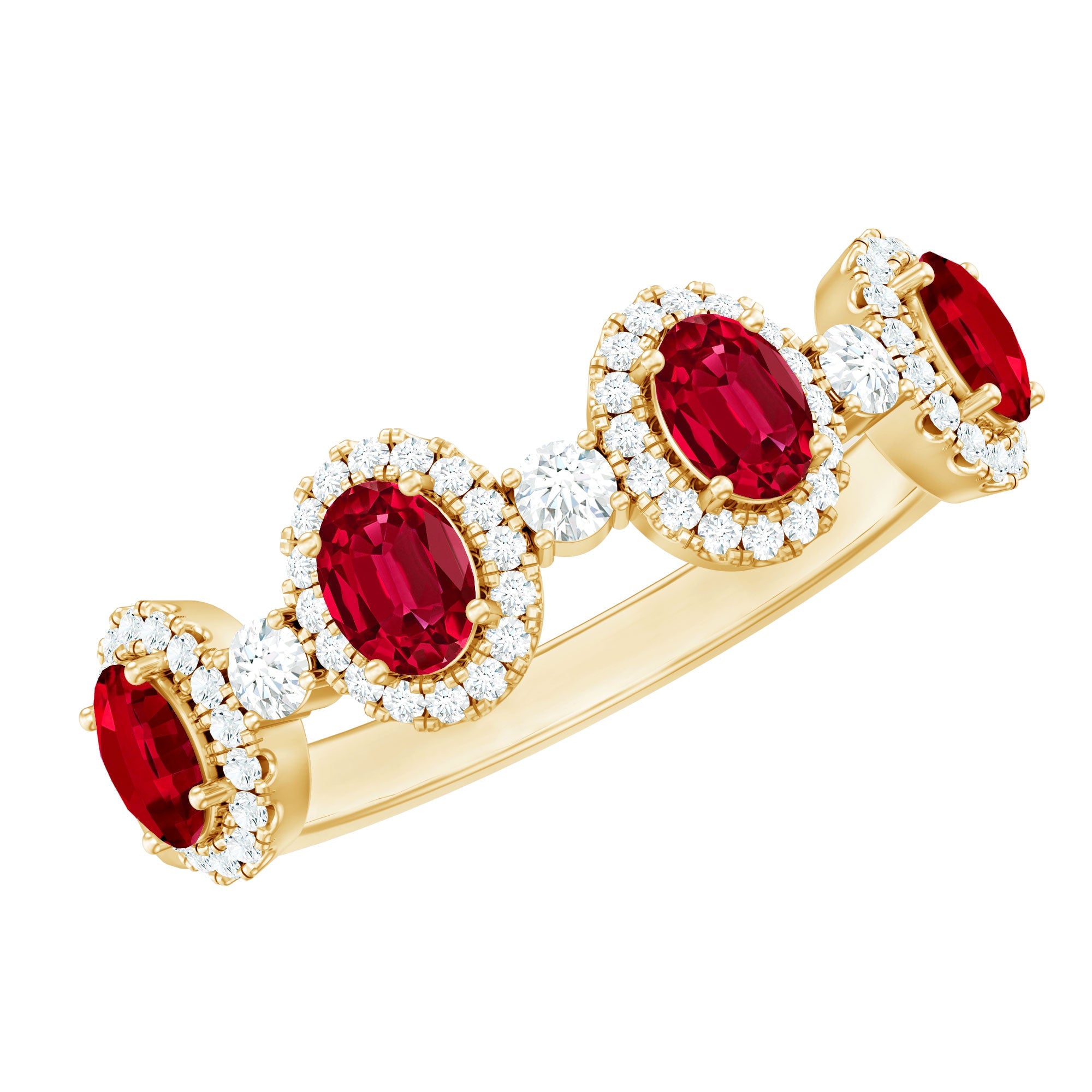 1.5 CT Lab Created Ruby and Diamond Wedding Band