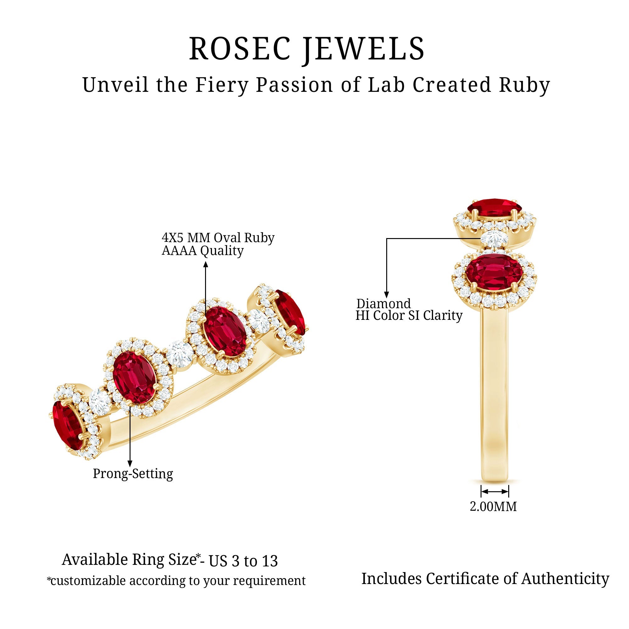 1.5 CT Lab Created Ruby and Diamond Wedding Band