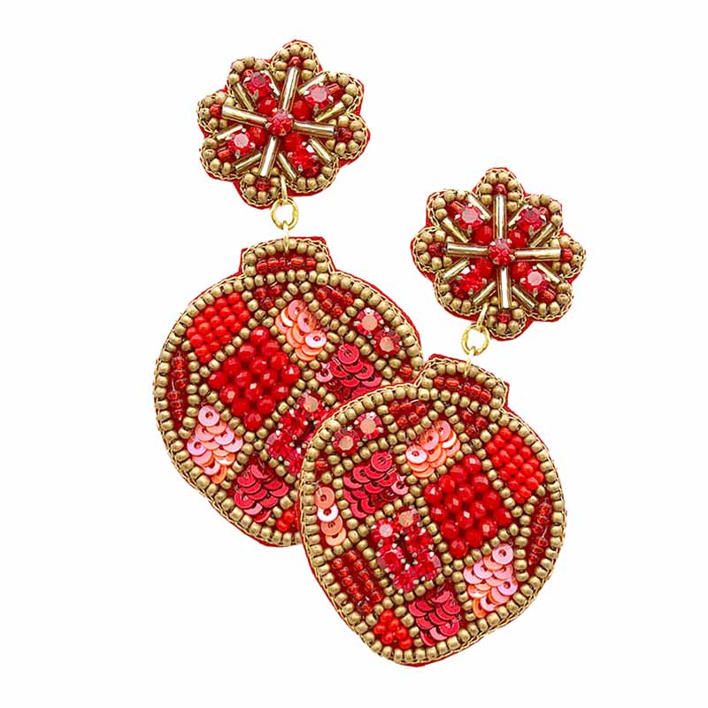 Felt Back Beaded Dangle Earrings