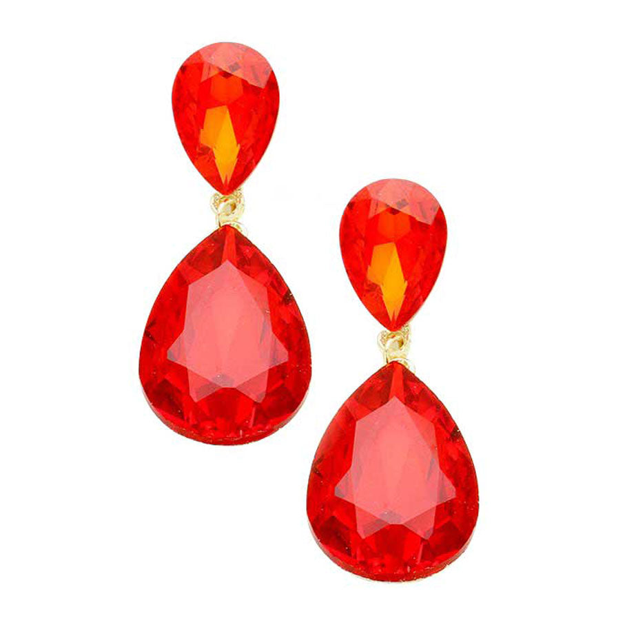 Women's Glass Crystal Teardrop Evening Dangle Earrings