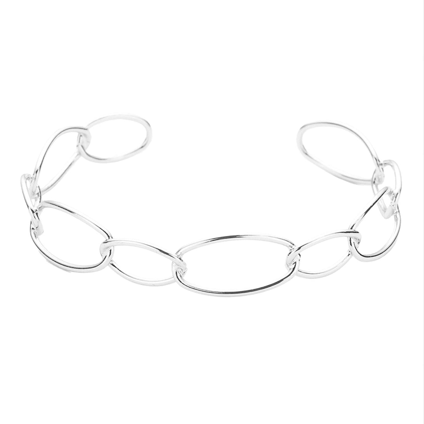 Brass Metal Open Oval Link Cuff Bracelet