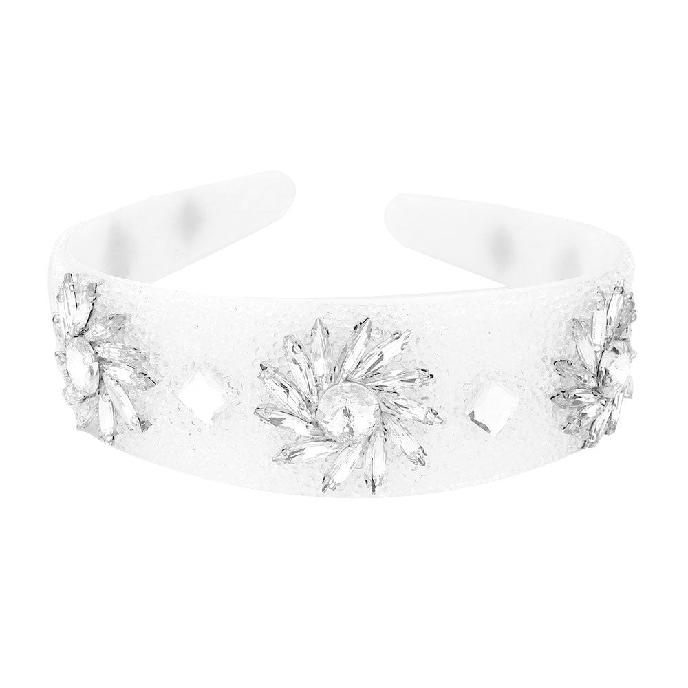 Floral Stone Embellished Textured Headband