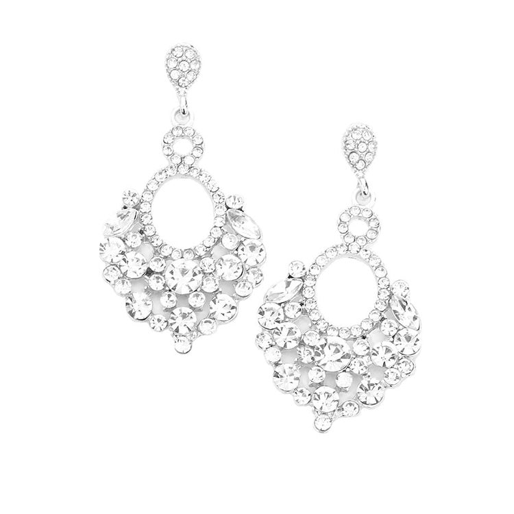 Marquise Crystal Chandelier Statement Evening Earrings