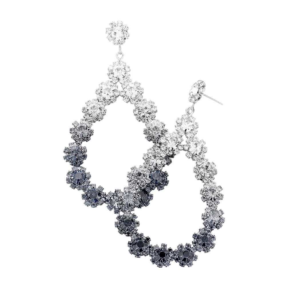 Floral Open Teardrop Ombre Evening Earrings