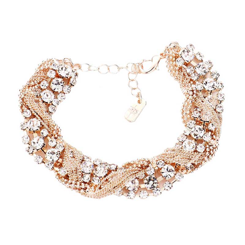 Tangled Chain Crystal Rhinestone Evening Bracelet