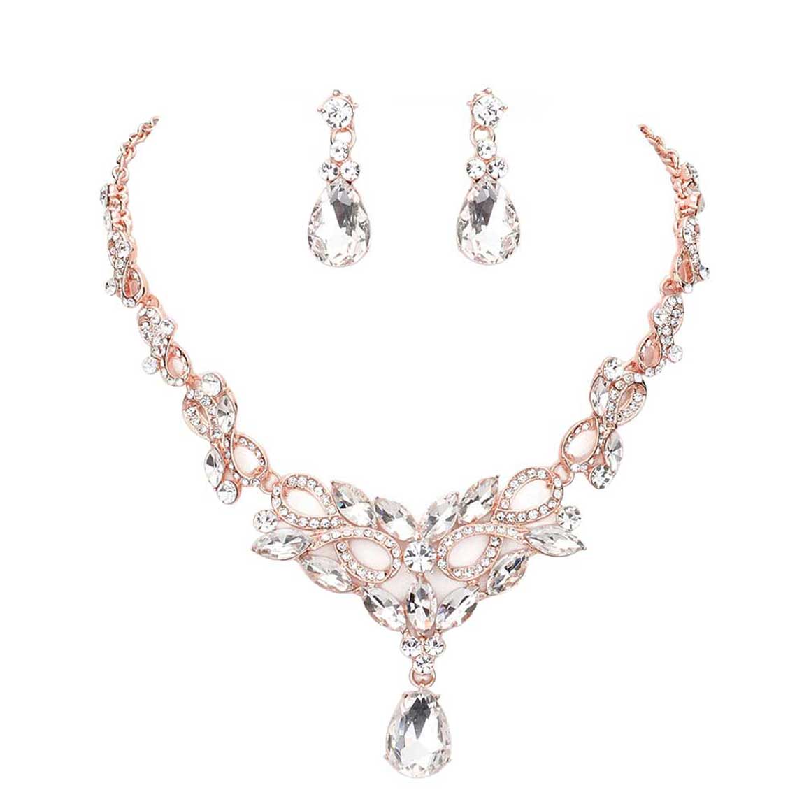 Teardrop Stone Accented Evening Necklace
