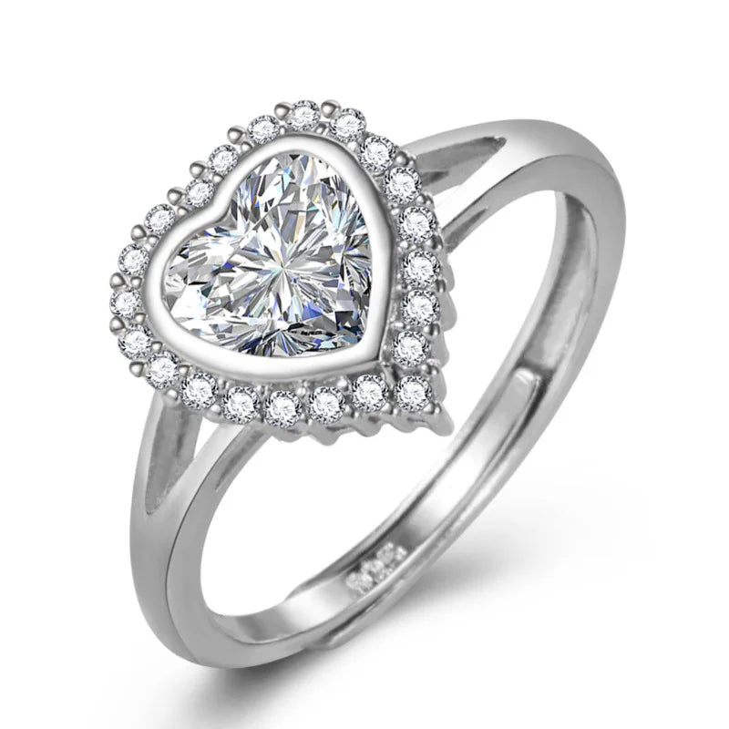 Luxury, Brand 925 Sterling Silver Ring Love Aaa Zircon Crystal Ring Engagement Charm Jewelry Gift For Women