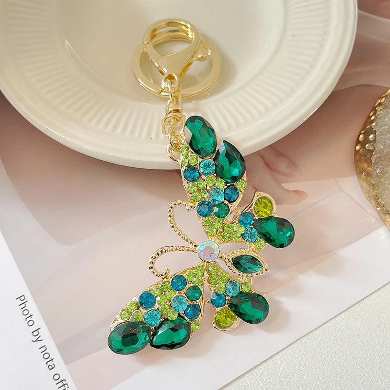 EASYA 2024 New Butterfly Keychain Collection Rhinestone Crystal Inlaid Car Pendant Handicrafts