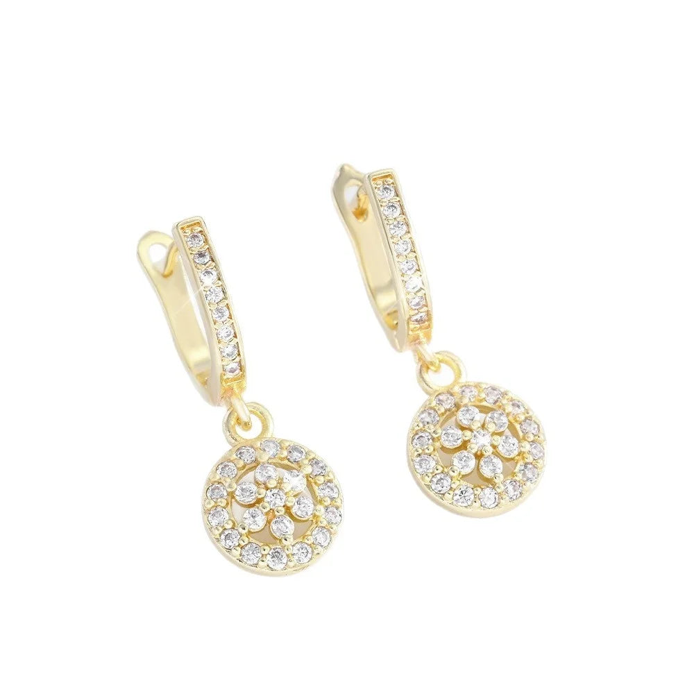 Small Geometric Flower White Zircon Fashion Hoop Earrings Charm Luxury Female Silver Gold Color Silver Wedding Jewelry For Women